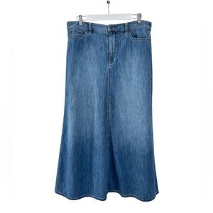 Lauren Ralph Lauren Soft Denim Boho Western Maxi Skirt Blue Vintage Size 12